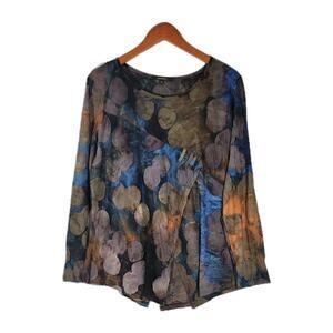 Radzoli Tunic Top XL Artsy Textured Stretch Boho Art To Wear Long Sleeve Womens